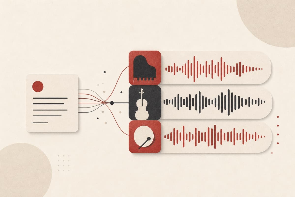 An original music idea becoming a private instrumental waveform.