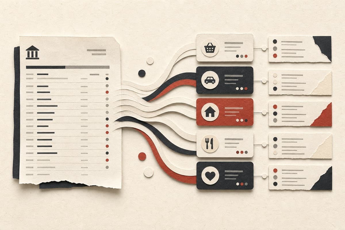 Bank Statement Analyzer abstract document review illustration.
