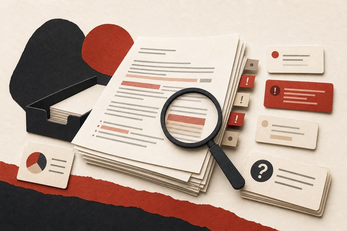 Lease Agreement Reviewer abstract document review illustration.