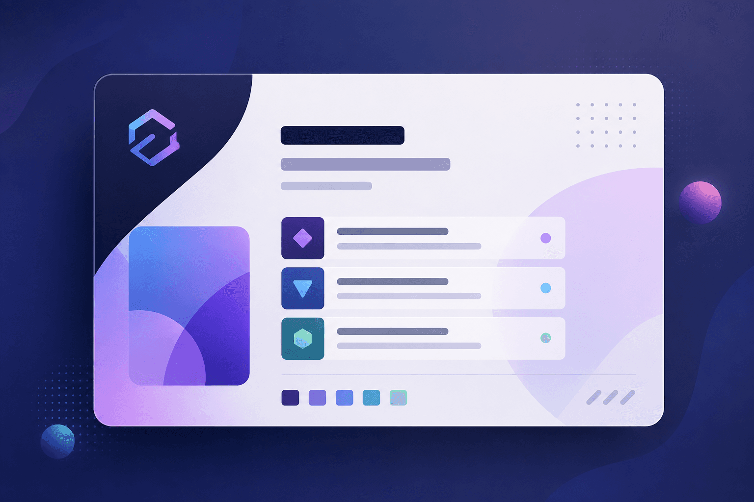 Illustrative digital business-card layout concept with abstract non-resolving identity blocks and mood swatches.
