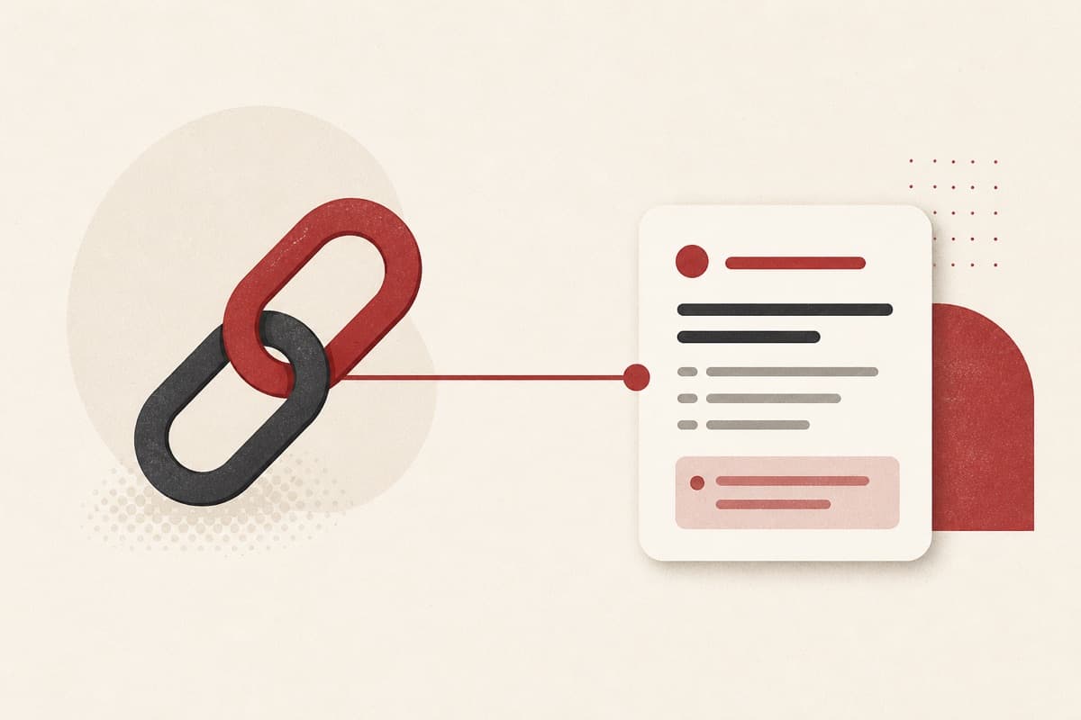 Link Summarizer illustration showing a chain link connected to a condensed note card.